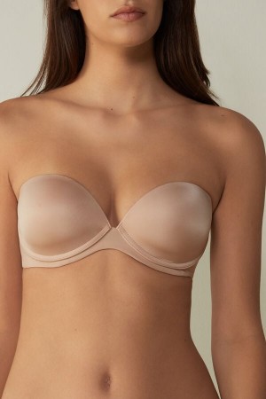 Intimissimi Anna Bandeau Bra In Ultralight Microfiber Beige | SN-ITMSM57190