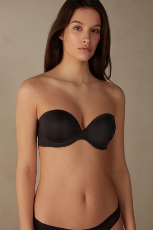 Intimissimi Anna Bandeau Bra In Ultralight Microfiber Svarte | SN-ITMSM57193