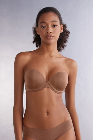 Intimissimi Anna Bandeau Bra In Ultralight Microfiber Beige | SN-ITMSM57195