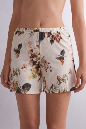 Intimissimi Autumn Botanics Shorts Supima® Ultrafresh Bomull Beige | SN-ITMSM58336