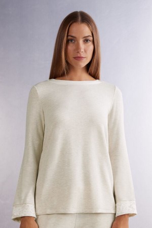 Intimissimi Baby It’S Cold Outside Bateau Neck Long Sleeve Top Beige | SN-ITMSM58306