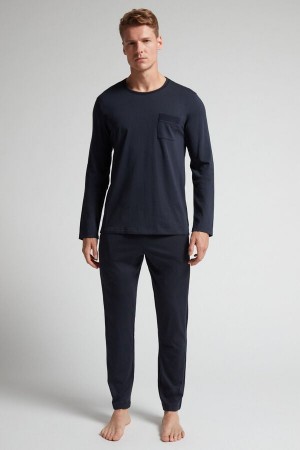 Intimissimi Basic Supima® Bomull Pajama Pant Set Blå | SN-ITMSM58701