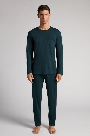 Intimissimi Basic Supima® Bomull Pajama Pant Set Grønn | SN-ITMSM58709