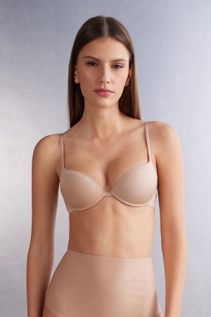 Intimissimi Bellissima Push-up Bra In Ultralight Microfiber Beige | SN-ITMSM57316