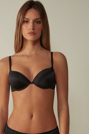 Intimissimi Bellissima Silk Push-up Bra Svarte | SN-ITMSM56725