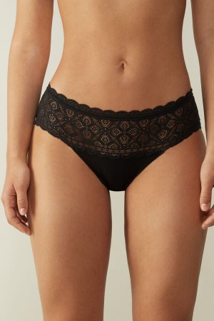 Intimissimi Blonder And Bomull High Rise Panties Svarte | SN-ITMSM57559
