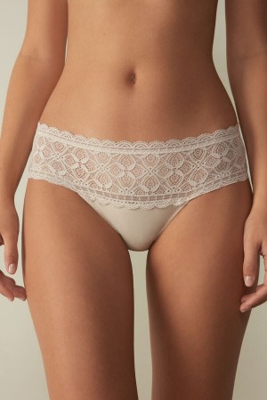 Intimissimi Blonder And Bomull High Rise Panties Beige | SN-ITMSM57564