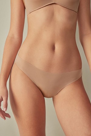 Intimissimi Brazilian Panties In Seamless Ultra Light Microfiber Beige | SN-ITMSM57412