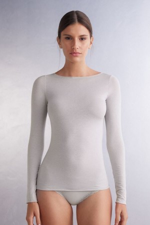 Intimissimi Båt Neck Modal Cashmere Ultralight Top Grå | SN-ITMSM58103