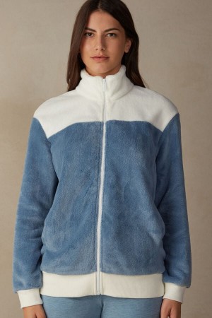 Intimissimi Color Block Fleece Bomber Blå | SN-ITMSM58423