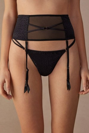 Intimissimi Cool Minimal Garter Belt Svarte | SN-ITMSM57890