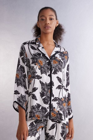 Intimissimi Delicious Long Sleeve Satin Top Svarte | SN-ITMSM58260