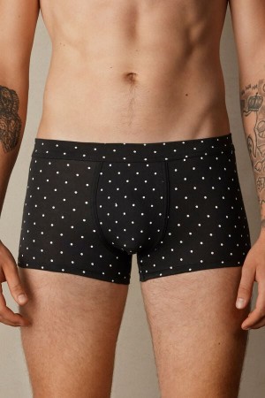 Intimissimi Dotted Boxers In Stretch Supima® Bomull Svarte | SN-ITMSM58455