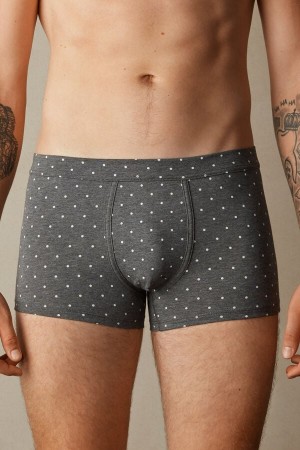 Intimissimi Dotted Boxers In Stretch Supima® Bomull Grå | SN-ITMSM58456