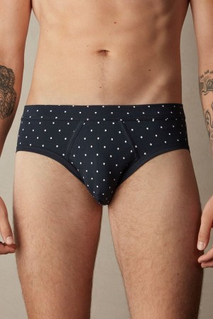 Intimissimi Dotted Briefs In Stretch Supima® Bomull Blå | SN-ITMSM58564
