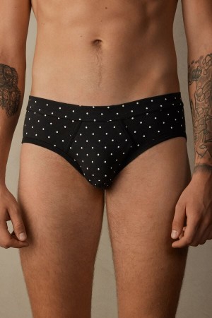 Intimissimi Dotted Briefs In Stretch Supima® Bomull Svarte | SN-ITMSM58565