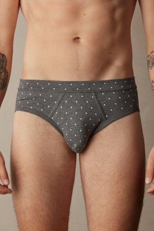 Intimissimi Dotted Briefs In Stretch Supima® Bomull Grå | SN-ITMSM58566