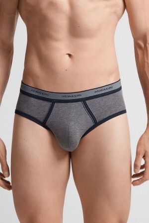 Intimissimi Fresh Supima® Bomull Briefs With Logo Mørke Grå | SN-ITMSM58574