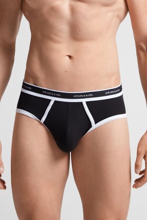 Intimissimi Fresh Supima® Bomull Briefs With Logo Svarte | SN-ITMSM58575