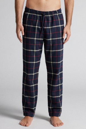 Intimissimi Full Length Pants In Rope/ Check Patterned Brushed Cloth Blå | SN-ITMSM58763
