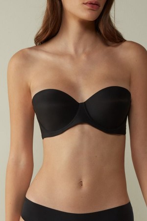 Intimissimi Giada Microfiber Bandeau Bra Svarte | SN-ITMSM57161
