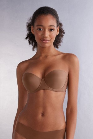 Intimissimi Giada Microfiber Bandeau Bra Beige | SN-ITMSM57181