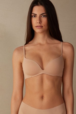 Intimissimi Gioia B Cup Microfiber Super Push-up Bra Beige | SN-ITMSM57107