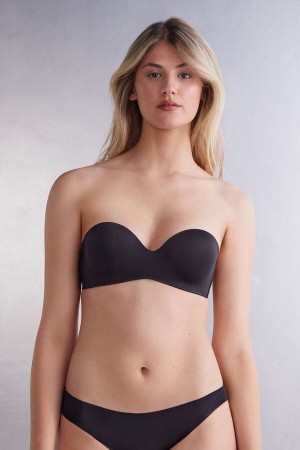 Intimissimi Gioia Bandeau Bra In Ultralight Microfiber Svarte | SN-ITMSM56928