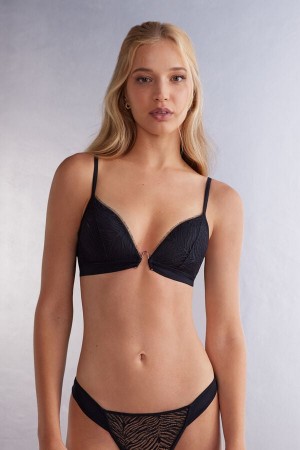 Intimissimi Go Animalier Tiziana Triangle Bra Svarte | SN-ITMSM57060