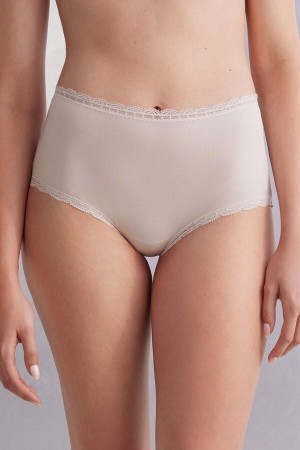 Intimissimi High Rise Bomull And Blonder Hipsters Beige | SN-ITMSM57785