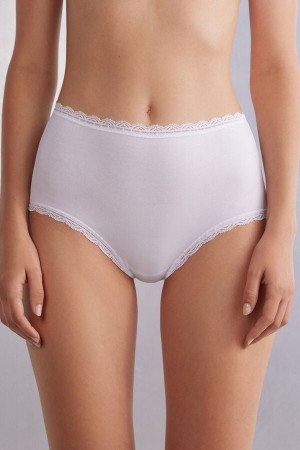 Intimissimi High Rise Bomull And Blonder Hipsters Hvite | SN-ITMSM57789