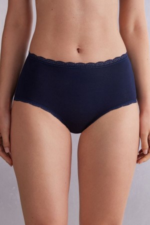 Intimissimi High Rise Bomull And Blonder Hipsters Blå | SN-ITMSM57790