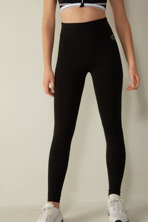 Intimissimi In Action Leggings In Organic Stretch Bomull Svarte | SN-ITMSM58179