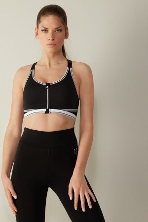 Intimissimi In Action Zip Bra With Supima® Bomull Lining Svarte | SN-ITMSM56824