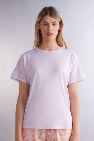 Intimissimi Iris And Apricot Kort Sleeve Supima® Ultrafresh Bomull Top Lilla | SN-ITMSM58361