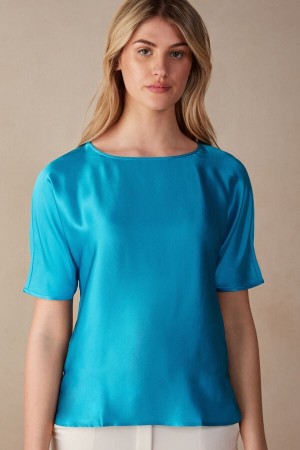 Intimissimi Kort Sleeve Silk And Modal Top | SN-ITMSM58050
