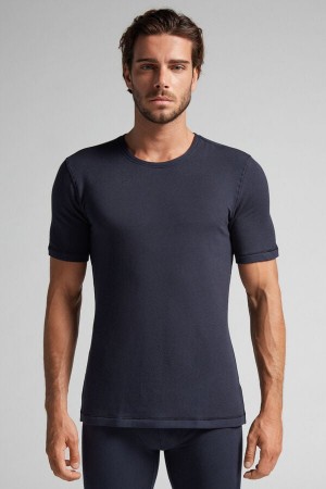 Intimissimi Kort-sleeve Modal-cashmere Top Blå | SN-ITMSM58606