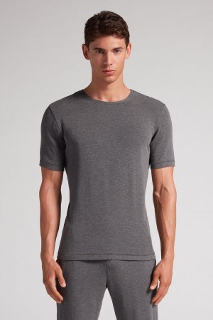 Intimissimi Kort-sleeve Modal-cashmere Top Mørke Grå | SN-ITMSM58608