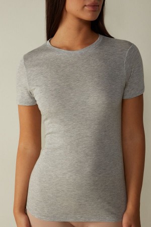 Intimissimi Kort-sleeve T-shirt In Ultrafresh Supima® Bomull Grå | SN-ITMSM58037
