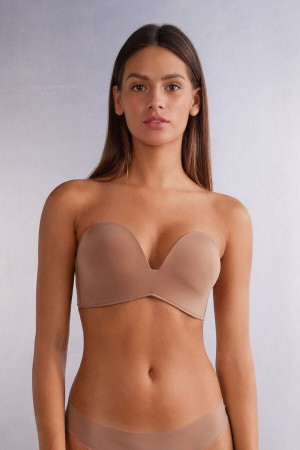 Intimissimi Laura Bandeau Bra In Ultralight Microfiber Beige | SN-ITMSM57036