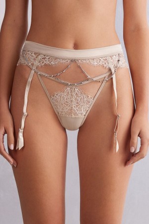 Intimissimi Living In Luxe Garter Belt Beige | SN-ITMSM57901