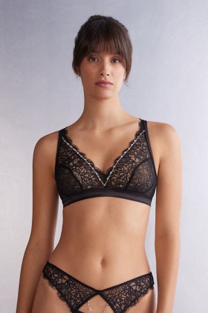 Intimissimi Living In Luxe Lara Triangle Bra Svarte | SN-ITMSM56902