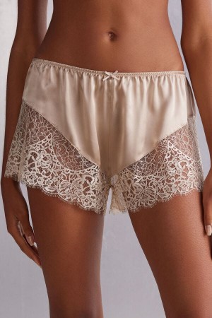 Intimissimi Living In Luxe Silk And Blonder Shorts Beige | SN-ITMSM58396