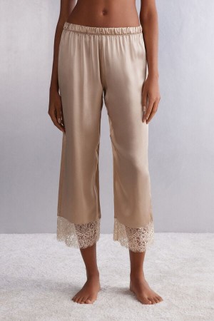 Intimissimi Living In Luxe Silk Pants Beige | SN-ITMSM58294