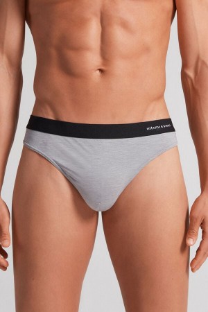 Intimissimi Logo Detailed Microfiber Thong Grå | SN-ITMSM58543