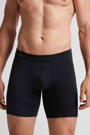 Intimissimi Long Boxers In Stretch Supima® Bomull Svarte | SN-ITMSM58494