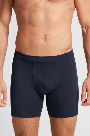 Intimissimi Long Boxers In Stretch Supima® Bomull Blå | SN-ITMSM58495