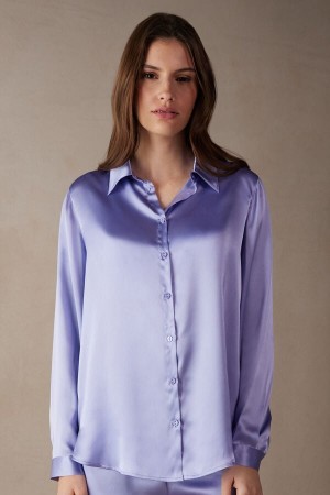 Intimissimi Long Sleeve Silk Shirt Lilla | SN-ITMSM58063
