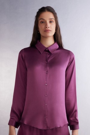 Intimissimi Long Sleeve Silk Shirt Lilla | SN-ITMSM58066