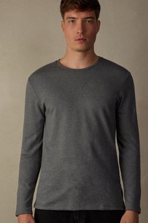 Intimissimi Long Sleeve Top In Warm Bomull Mørke Grå | SN-ITMSM58646